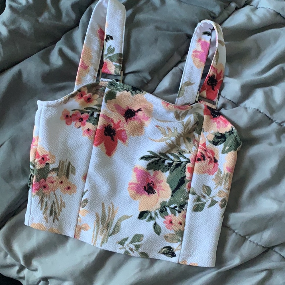 White floral crop top